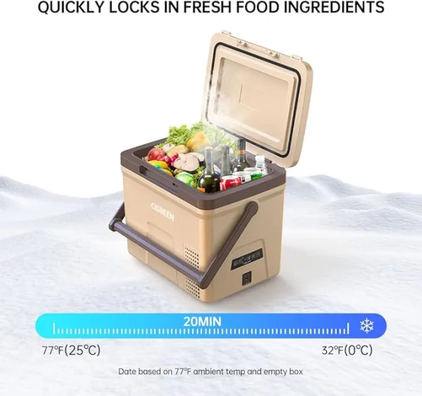 CIGREEN 12V/24V DC Portable Refrigerator 21 Quart Freezer Compressor Cooler 110-240V AC Car Refrigerator