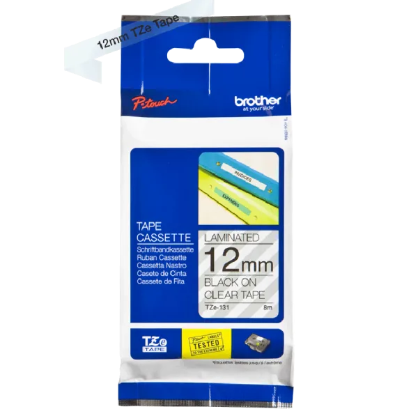 Brother TZE-131 12mm Original Black on Clear Tape