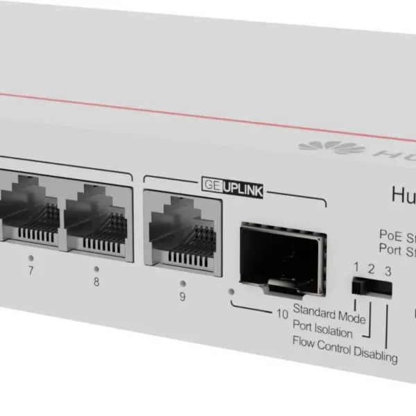 Huawei Switch S110-8P2ST (8*GE ports (124W PoE+), 1*GE SFP port, 1*GE port, AC power, power adapter)