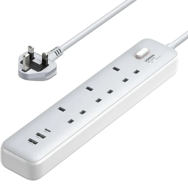 UGREEN CD286 30W Power Strip 3 AC with Master Switch (2A1C)